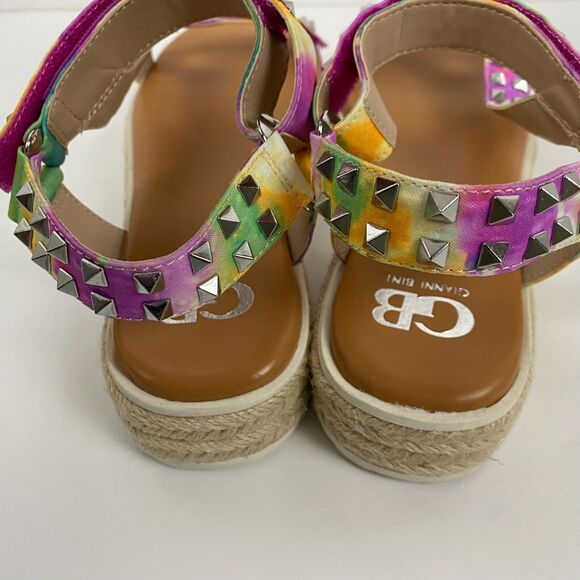 New Gianni Bini Rainbow Studded Platform Espadrille Sandals Ankle Straps Size 9M - Picture 8 of 14